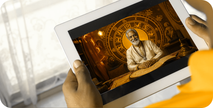 Expert reviewing gemstones via video consultation on a tablet